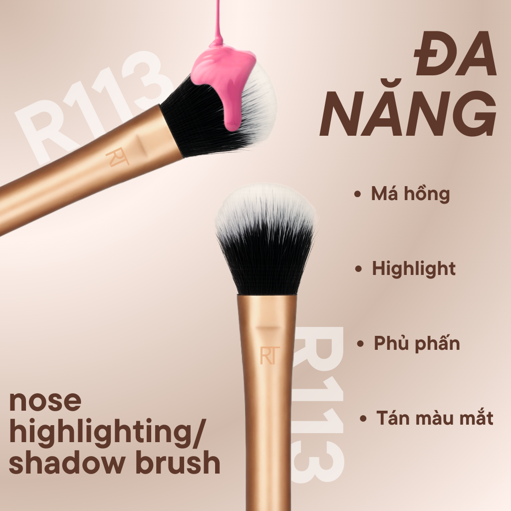Cọ Tạo Khối Và Highlight Mũi RT Real Techniques Nose Highlighting Và Shadow Brush R113